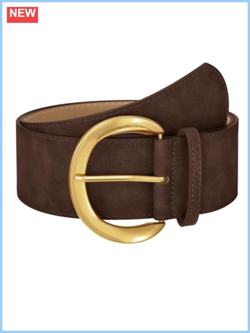 Wide Faux Suede Leather Belt for Women Gold Buckle Dress Casual